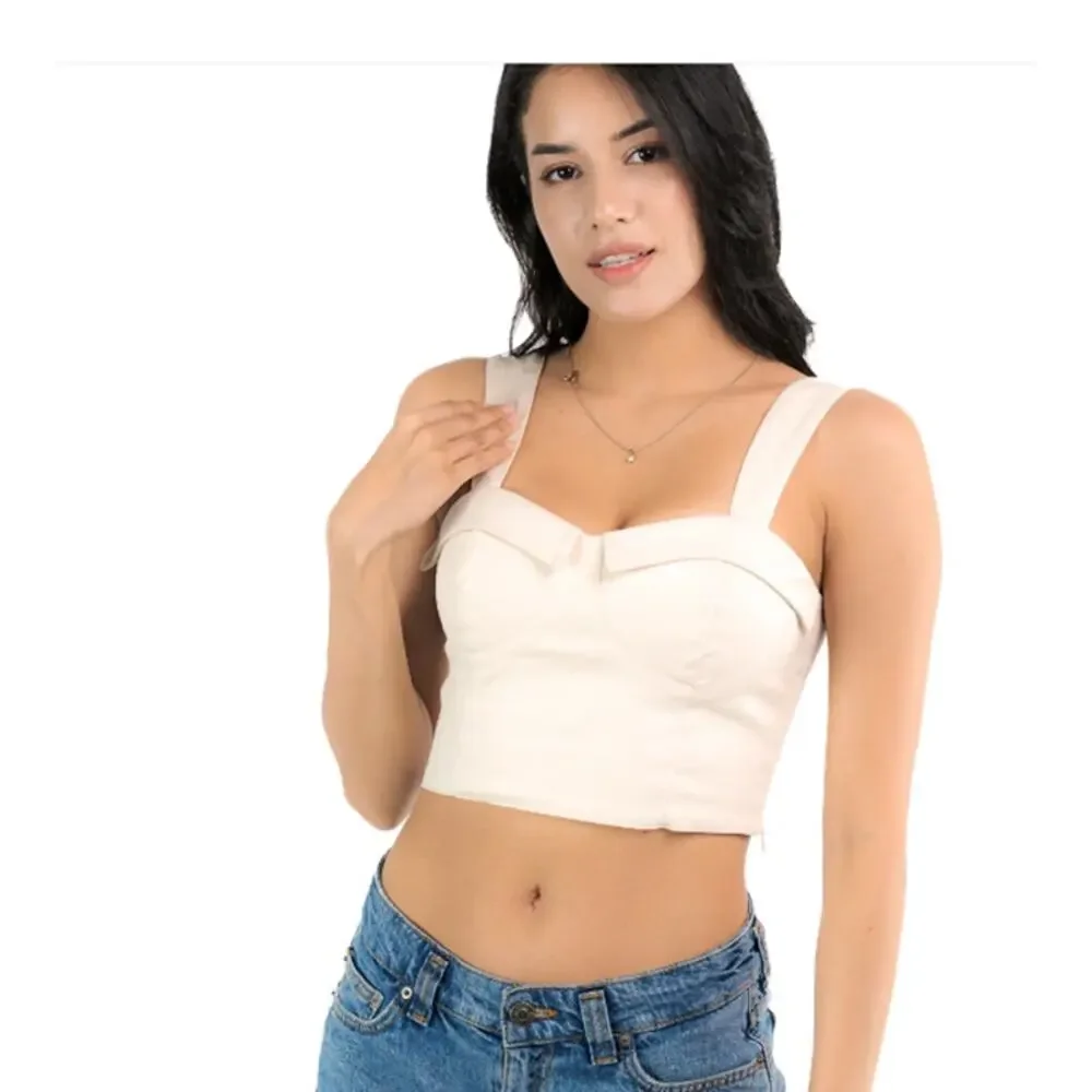 Sandy & Sid Smocked Corset Sexy Crop Tank Top Crèam NWT Size S - Picture 8 of 8